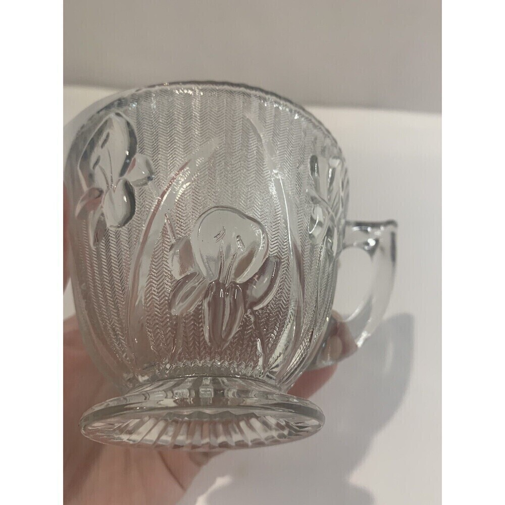 Iris & Herringbone Depression Glass Creamer Jeanette Glass 3" - Picture 4 of 6